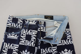 Blue Cotton DG Crown Skinny Denim Jeans Dolce & Gabbana