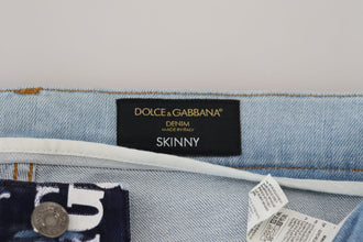 Blue Cotton DG Crown Skinny Denim Jeans Dolce & Gabbana