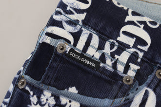 Blue Cotton DG Crown Skinny Denim Jeans Dolce & Gabbana