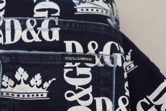 Blue Cotton DG Crown Skinny Denim Jeans Dolce & Gabbana