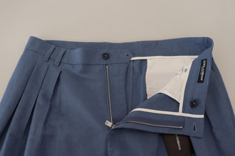 Blue Linen Chino Formal Pants Dolce & Gabbana