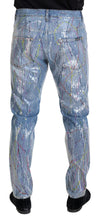 Blue Cotton Color Splash Print Denim Jeans Dolce & Gabbana