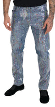Blue Cotton Color Splash Print Denim Jeans Dolce & Gabbana