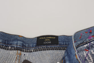 Blue Cotton Color Splash Print Denim Jeans Dolce & Gabbana