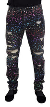 Black Multicolor Print Tattered Denim Jeans Dolce & Gabbana