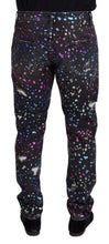 Black Multicolor Print Tattered Denim Jeans Dolce & Gabbana