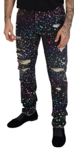 Black Multicolor Print Tattered Denim Jeans Dolce & Gabbana