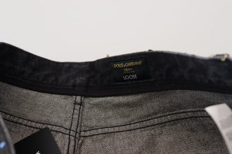 Black Multicolor Print Tattered Denim Jeans Dolce & Gabbana