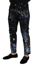 Black Cotton Color Splash Print Denim Jeans Dolce & Gabbana