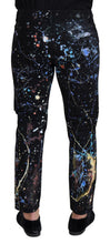 Black Cotton Color Splash Print Denim Jeans Dolce & Gabbana