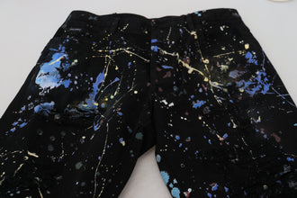 Black Cotton Color Splash Print Denim Jeans Dolce & Gabbana