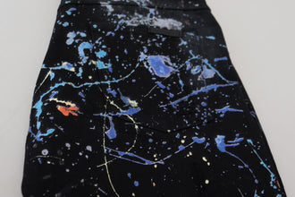 Black Cotton Color Splash Print Denim Jeans Dolce & Gabbana