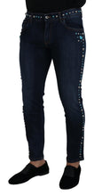 Blue Cotton Studded Low Waist Denim Jeans Dolce & Gabbana