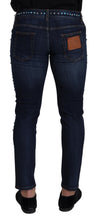 Blue Cotton Studded Low Waist Denim Jeans Dolce & Gabbana