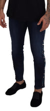 Blue Cotton Studded Low Waist Denim Jeans Dolce & Gabbana