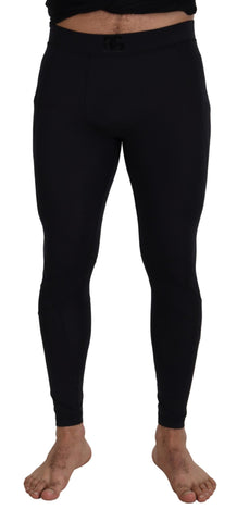Black Nylon Slim Fit Stretch Pants Dolce & Gabbana