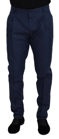 Blue Cotton Chino Formal Pants Dolce & Gabbana