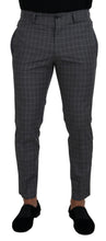 Grey Cotton Checkered Chino Pants Dolce & Gabbana