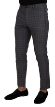 Grey Cotton Checkered Chino Pants Dolce & Gabbana