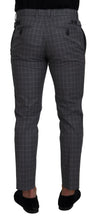 Grey Cotton Checkered Chino Pants Dolce & Gabbana