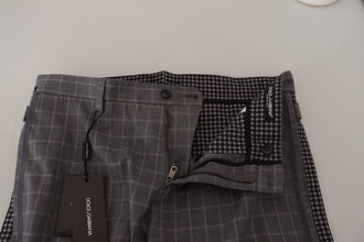 Grey Cotton Checkered Chino Pants Dolce & Gabbana