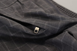 Grey Cotton Checkered Chino Pants Dolce & Gabbana