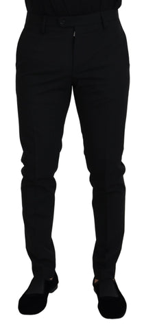 Black Polyester Chino Formal Pants Dolce & Gabbana