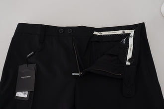 Black Polyester Chino Formal Pants Dolce & Gabbana