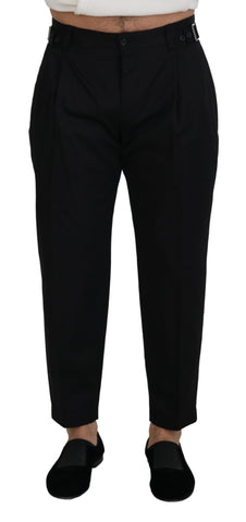 Black Cotton Chino Formal Pants Dolce & Gabbana