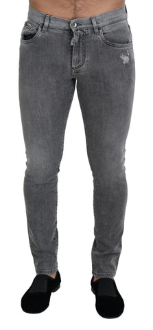 Grey Washed Cotton Skinny Denim Jeans Dolce & Gabbana