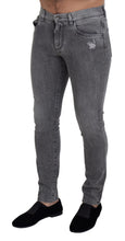 Grey Washed Cotton Skinny Denim Jeans Dolce & Gabbana