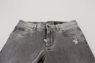 Grey Washed Cotton Skinny Denim Jeans Dolce & Gabbana
