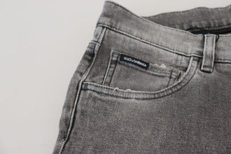 Grey Washed Cotton Skinny Denim Jeans Dolce & Gabbana