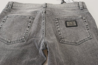 Grey Washed Cotton Skinny Denim Jeans Dolce & Gabbana