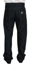 Black Washed Cotton Men Casual Denim Jeans Dolce & Gabbana