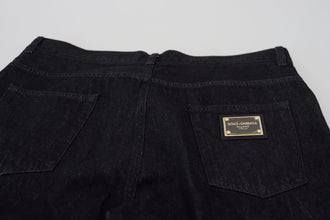 Black Washed Cotton Men Casual Denim Jeans Dolce & Gabbana