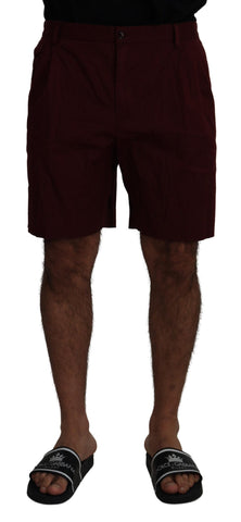 Maroon Cotton Bermuda Casual Shorts Dolce & Gabbana