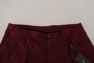 Maroon Cotton Bermuda Casual Shorts Dolce & Gabbana