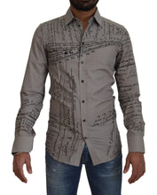 Gray Printed Cotton Slim Dress GOLD Shirt Dolce & Gabbana