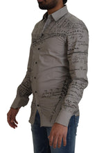Gray Printed Cotton Slim Dress GOLD Shirt Dolce & Gabbana