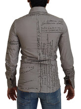 Gray Printed Cotton Slim Dress GOLD Shirt Dolce & Gabbana