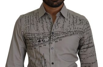 Gray Printed Cotton Slim Dress GOLD Shirt Dolce & Gabbana