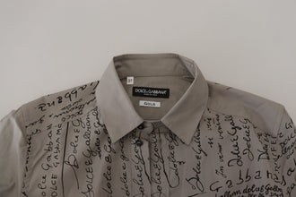 Gray Printed Cotton Slim Dress GOLD Shirt Dolce & Gabbana
