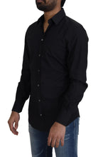 Black Cotton Slim Fit Formal Dress GOLD Shirt Dolce & Gabbana