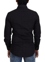 Black Cotton Slim Fit Formal Dress GOLD Shirt Dolce & Gabbana