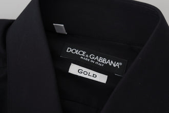 Black Cotton Slim Fit Formal Dress GOLD Shirt Dolce & Gabbana