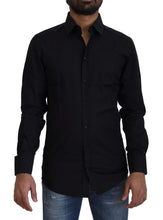 Black Cotton Slim Fit Formal Dress GOLD Shirt Dolce & Gabbana
