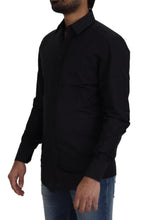 Black Cotton Slim Fit Formal Dress GOLD Shirt Dolce & Gabbana