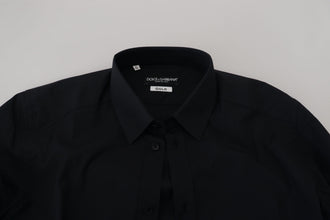 Black Cotton Slim Fit Formal Dress GOLD Shirt Dolce & Gabbana