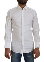 White Cotton Slim Fit Formal Dress GOLD Shirt Dolce & Gabbana